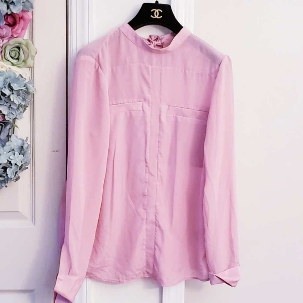 EUC JOE FRESH Light Pink Down shirt SILK Small Tie